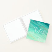 ブルーティール（緑がかった色）抽象芸術絵画ズあなたの名前Sketchbook ノートブック (内部)