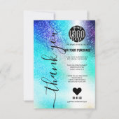 ブルーティール(緑がかった色)星雲銀河系グリッターオーダーサンキュー サンキューカード (正面)