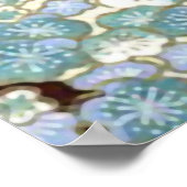 ブルーティール(緑がかった色)桜素晴らし日本の着物 ポスター (角)