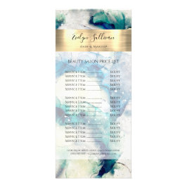 ブルーティール（緑がかった色）水彩ゴールドフォイル価格表 ラックカード