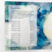 ブルーティール(緑がかった色)水彩ゴールドフォイル3折パンフレット 三つ折りカード (内部最初)