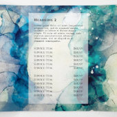 ブルーティール(緑がかった色)水彩ゴールドフォイル3折パンフレット 三つ折りカード (内部中)