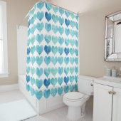 ブルーティール（緑がかった色）水彩ハートシャワーカーテン シャワーカーテン (インサイチュ)