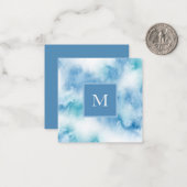 ブルーティール(緑がかった色)水彩抽象芸術 ノートカード (正面/裏面インサイチュ)