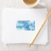 ブルーティール(緑がかった色)水彩抽象芸術 ラベル (インサイチュ)