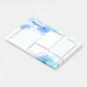 ブルーティール(緑がかった色)水彩汚れデイリープランナー ポストイット (アングル)