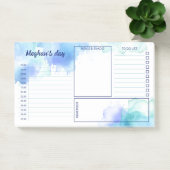 ブルーティール(緑がかった色)水彩汚れデイリープランナー ポストイット (オフィス)