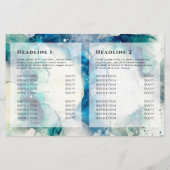 ブルーティール（緑がかった色）水彩金ゴールド箔2折パンフレット (裏面)