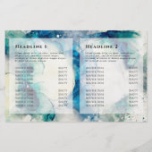 ブルーティール(緑がかった色)水彩金ゴールド箔2折パンフレット (裏面)