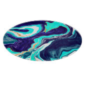 ブルーティール（緑がかった色）海スワーズマーブルフルードアート カッティングボード (角)