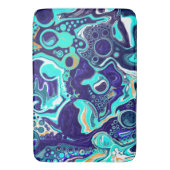 ブルーティール(緑がかった色)海スワーズマーブルフルードアート バスマット (正面縦)