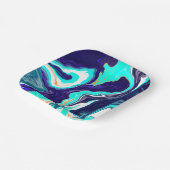 ブルーティール(緑がかった色)海スワーズマーブルフルードアート ペーパープレート (傾斜あり)