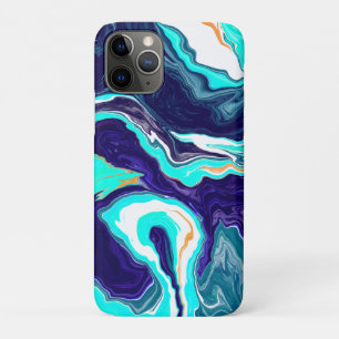 ブルーティール(緑がかった色)海スワーズマーブルフルードアート iPhone 11 PROケース