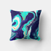 ブルーティール(緑がかった色)海スワーズ流体アート クッション (裏面)