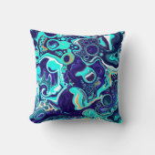 ブルーティール(緑がかった色)海スワーズ流体アート クッション (正面)