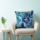 ブルーティール(緑がかった色)海スワーズ流体アート クッション (椅子)