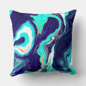 ブルーティール(緑がかった色)海スワーズ流体アート クッション (裏面)