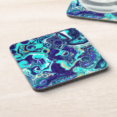 ブルーティール（緑がかった色）海スワーズ流体アート コースター (左側)