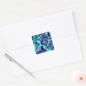 ブルーティール(緑がかった色)海スワーズ流体アート スクエアシール (封筒)