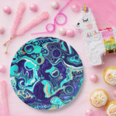 ブルーティール（緑がかった色）海スワーズ流体アート ペーパープレート (パーティー)