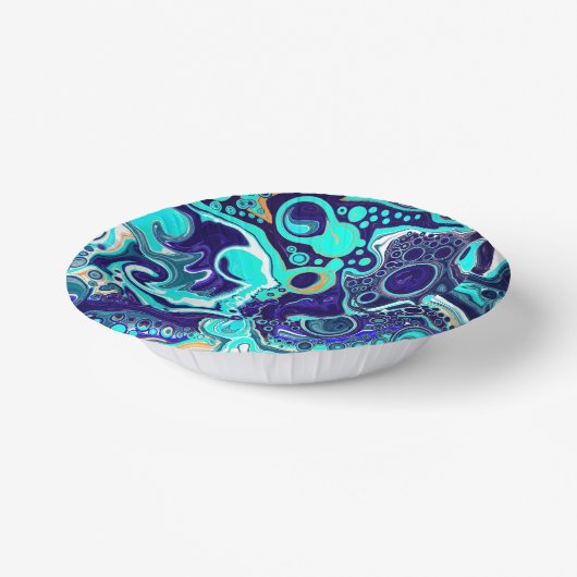 ブルーティール（緑がかった色）海スワーズ流体アート ペーパーボウル (傾斜あり)