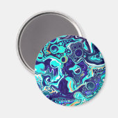 ブルーティール(緑がかった色)海スワーズ流体アート マグネット (正面/裏面)