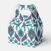 ブルーティール（緑がかった色）紅白東洋花の柄 フェイバーボックス (裏面サイド)