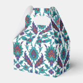 ブルーティール（緑がかった色）紅白東洋花の柄 フェイバーボックス (正面サイド)