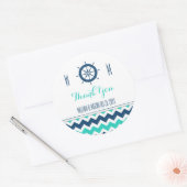 ブルーティール（緑がかった色）航海のサンキュー結婚式の引き出物ラベル ラウンドシール (封筒)