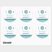 ブルーティール（緑がかった色）航海のサンキュー結婚式の引き出物ラベル ラウンドシール (シート)