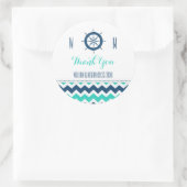 ブルーティール（緑がかった色）航海のサンキュー結婚式の引き出物ラベル ラウンドシール (バッグ)