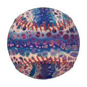 ブルーティール（緑がかった色）薄紫ホワイトアクリル抽象芸術フルードアート 野球ボール (正面)