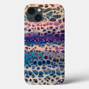 ブルーティール(緑がかった色)薄紫ホワイトアクリル抽象芸術フルードアート iPhone 13ケース