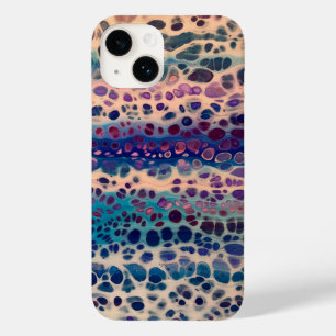 ブルーティール(緑がかった色)薄紫ホワイトアクリル抽象芸術フルードアート Case-Mate iPhone 14ケース