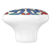 ブルーティール（緑がかった色）赤オレンジポルトガルのアズレヨスパターン セラミックノブ (側面)