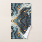 ブルーティール(緑がかった色)金ゴールドアゲテモダングラムエレガントな結婚式 バスタオルセット (ハンドタオル)