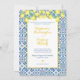 ブルーティ地中海のルイエローレモン結婚ズ 招待状