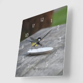 ブルーティ食べ物を与えットバードオンプレート スクエア壁時計 (傾斜)