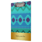 ブルーテキスタイルデザイン金ゴールドバッジの背景 クリップボード (左)