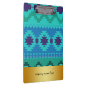 ブルーテキスタイルデザイン金ゴールドバッジの背景 クリップボード (右)