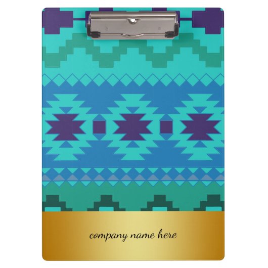 ブルーテキスタイルデザイン金ゴールドバッジの背景 クリップボード (正面)