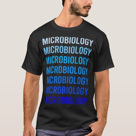 ブルーテキスト微生物学微生物学者 Tシャツ (正面)