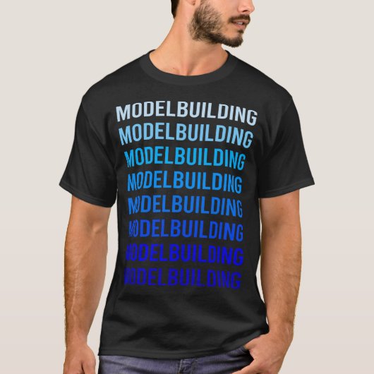 ブルーテキスト模型ビルダー Tシャツ (正面)