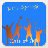 ブルーテクはっきりしたテモダンック卒業 スクエアペーパーコースター (正面)