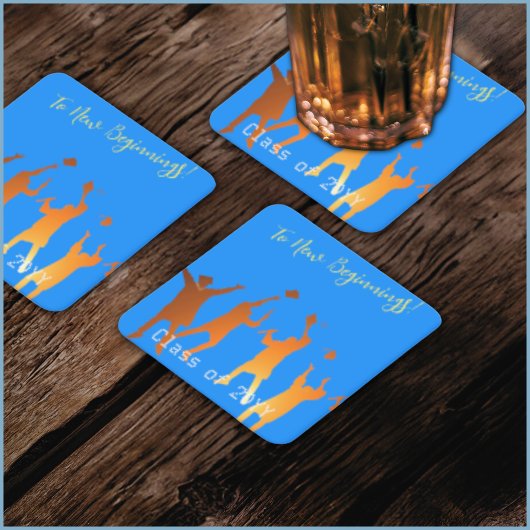 ブルーテクはっきりしたテモダンック卒業 スクエアペーパーコースター