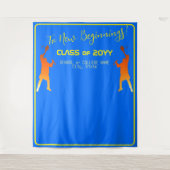 ブルーテクはっきりしたテモダンック卒業 タペストリー (正面)