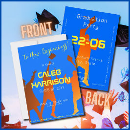 ブルーテクはっきりしたテモダンック卒業 招待状