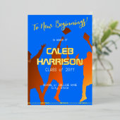 ブルーテクはっきりしたテモダンック卒業 箔招待状 (立ち正面)