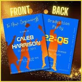 ブルーテクはっきりしたテモダンック卒業 箔招待状