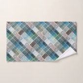 ブルーテクスチャタータンチェック。 バスタオルセット (ハンドタオル)